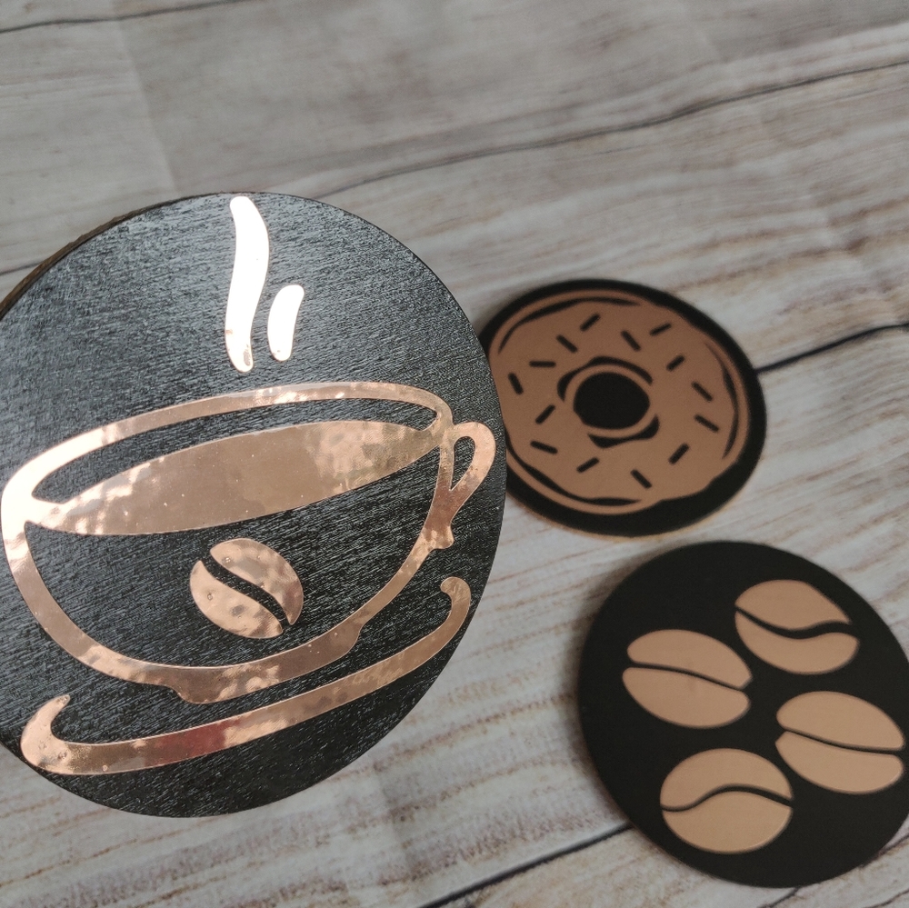 Handmade Black and Rose Gold Coffee Coasters - Picture 2 of 7